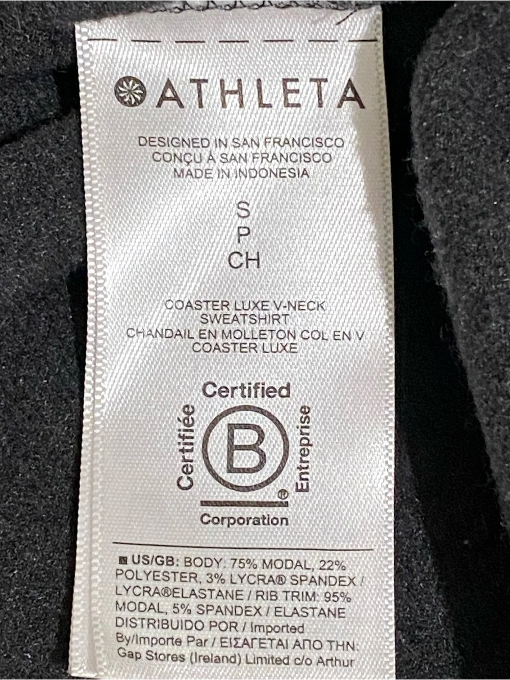 Athleta Charcoal Gray V-Neck Pullover Long Sleeve Sweatshirt Size S